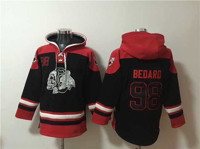 Men's Chicago Blackhawks #98 Connor Bedard Black Lace-Up Pullover Hoodie,We sell and wholesale Men's Chicago Blackhawks #98 Connor Bedard Black Lace-Up Pullover Hoodie on line form chian!
